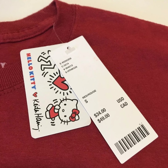 Hello Kitty x Keith Haring T-Shirt Small NWT Red - Picture 4 of 8